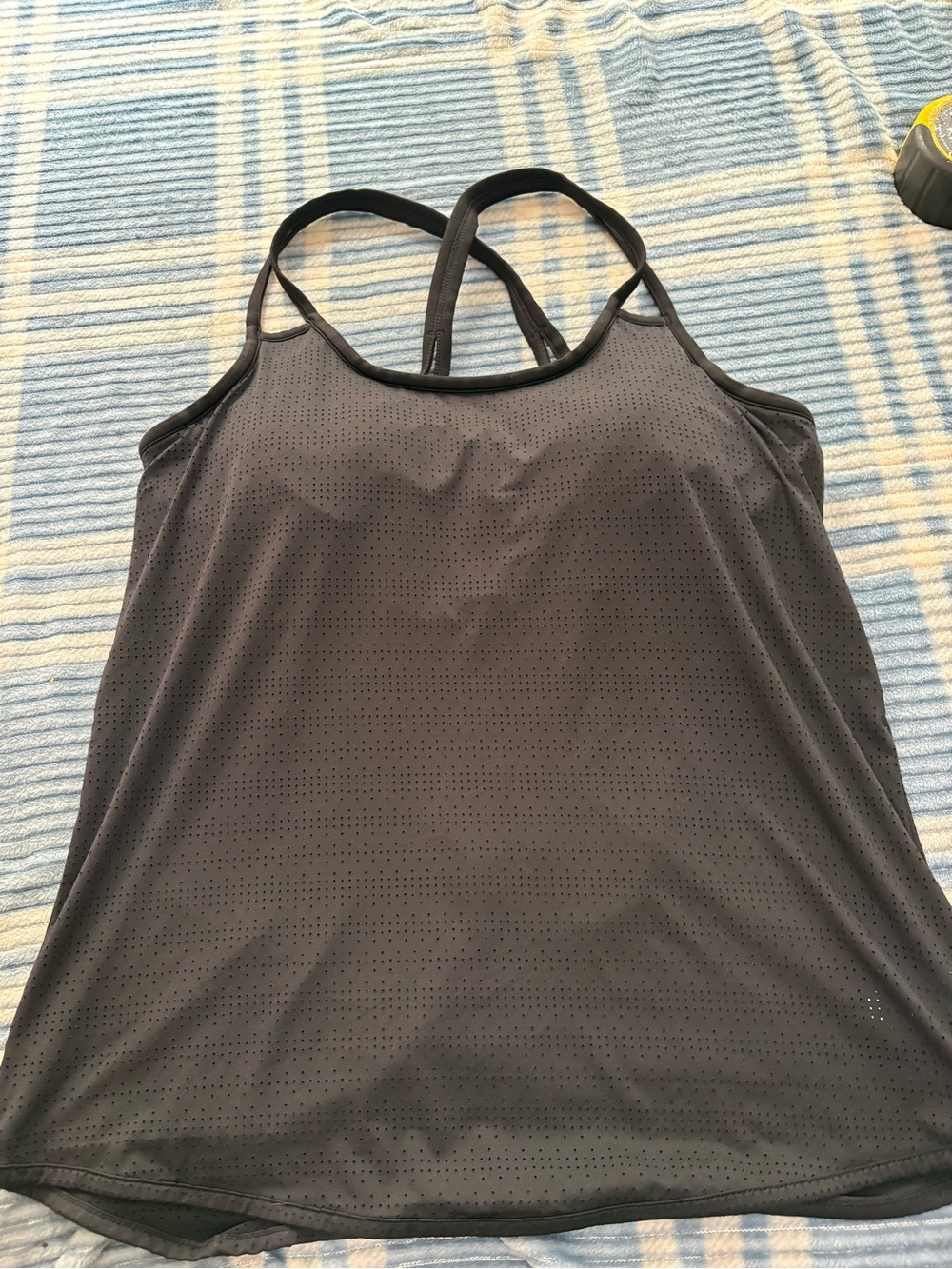 Athleta Womens M Tank Top Sleeveless Cross Back Lightweight Black Built In Bra
